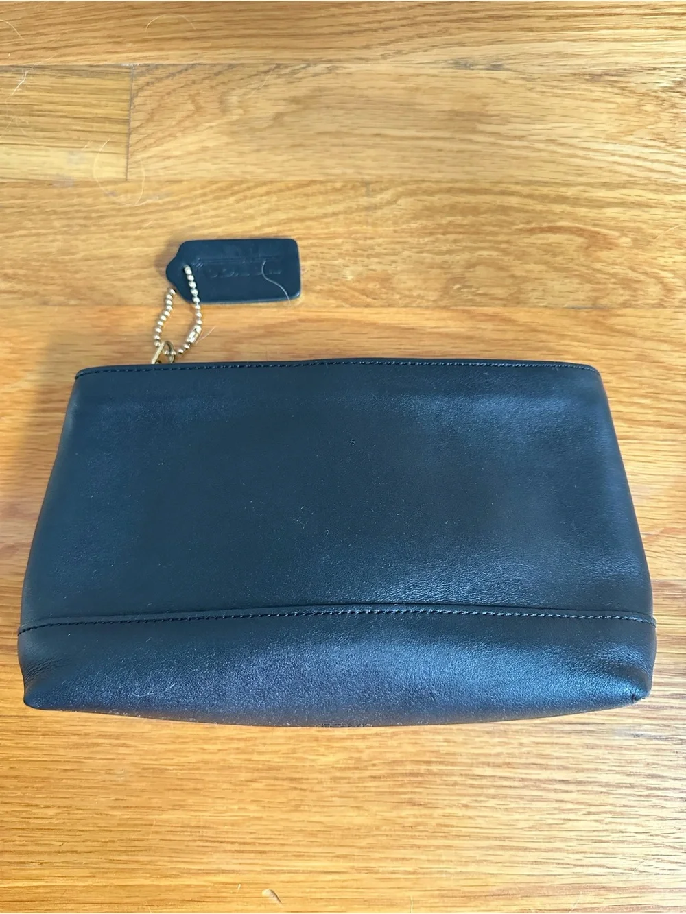 Vintage 90's Coach Black Glove Tanned Leather Cosmetic Case Large 7172